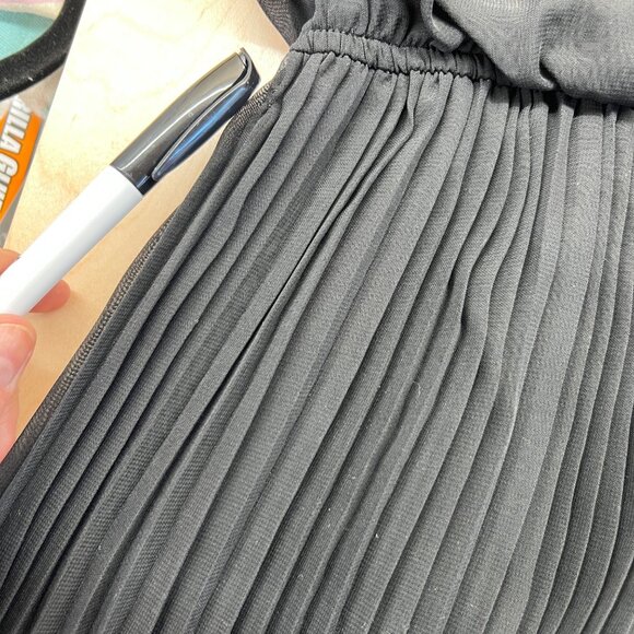 The Vintage Shop Pleated Skirt Sleeveless High Low Dress Black Size Small - Picture 8 of 12